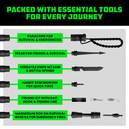 Tactical Hiking Stick — with Integrated Survival Kit