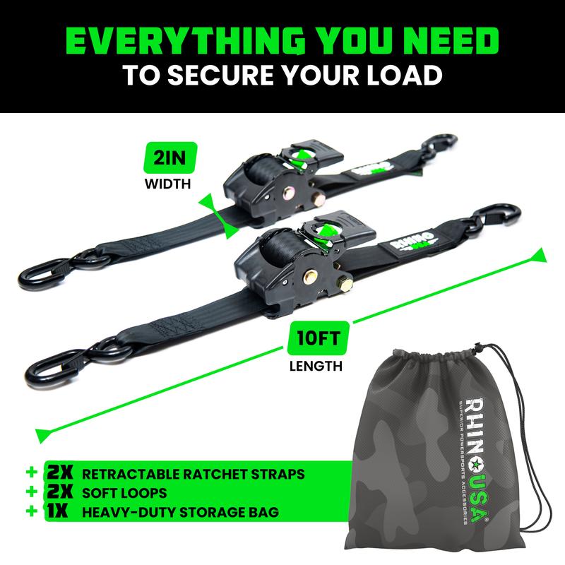 ✨1" x 10' Retractable Ratchet Straps